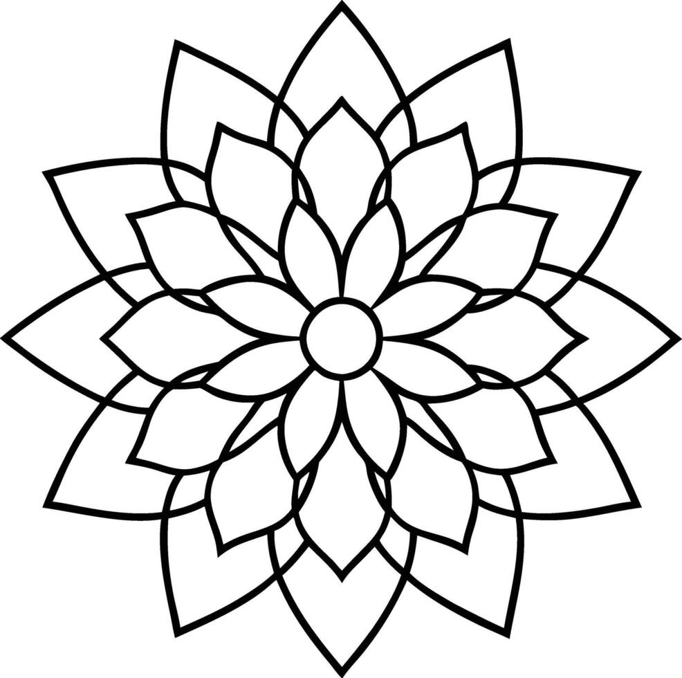 Stylish Flower Pattern Line Art Coloring Page vector