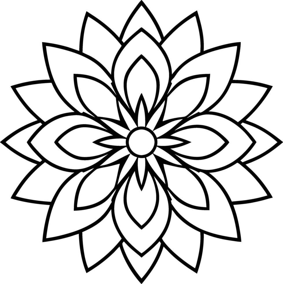 Artistic Floral Coloring Page for Relaxation vector
