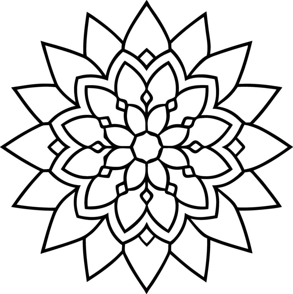 Stylized Flower Coloring Page for Stress Relief vector