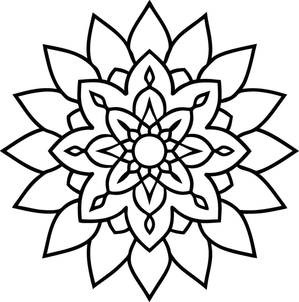 Petal Perfection Flower Line Art Coloring Sheet vector