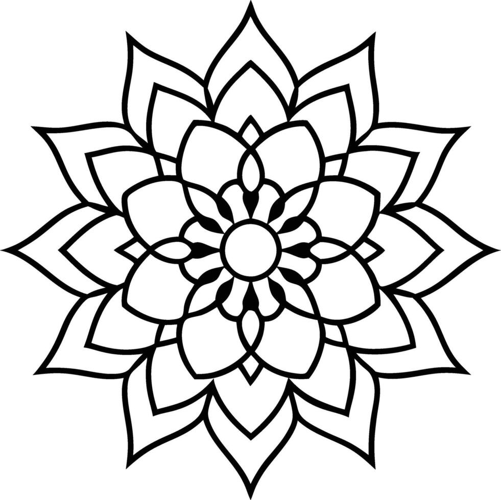 Flower Doodle Line Art Coloring Sheet vector