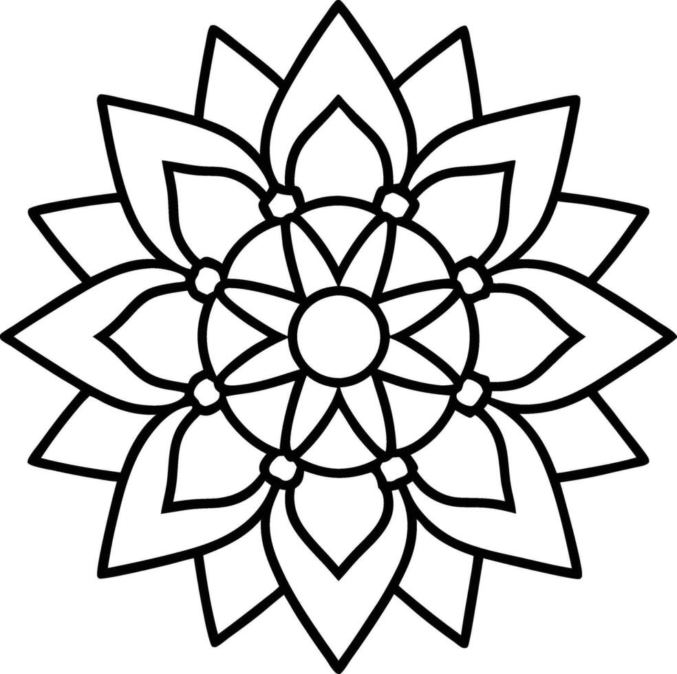 Ornate Flower Line Art for Stress-Free Coloring vector