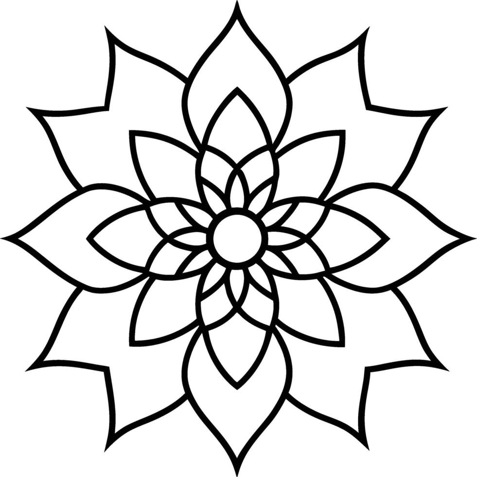Nature-Inspired Flower Line Drawing Coloring Sheet vector