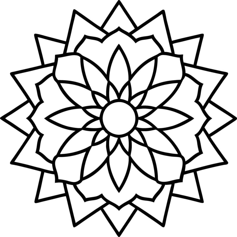 Vintage Flower Line Art Coloring Page vector