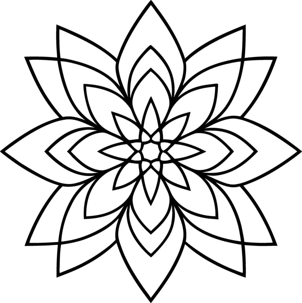 Bloom and Petals Flower Line Art for Coloring Fun vector