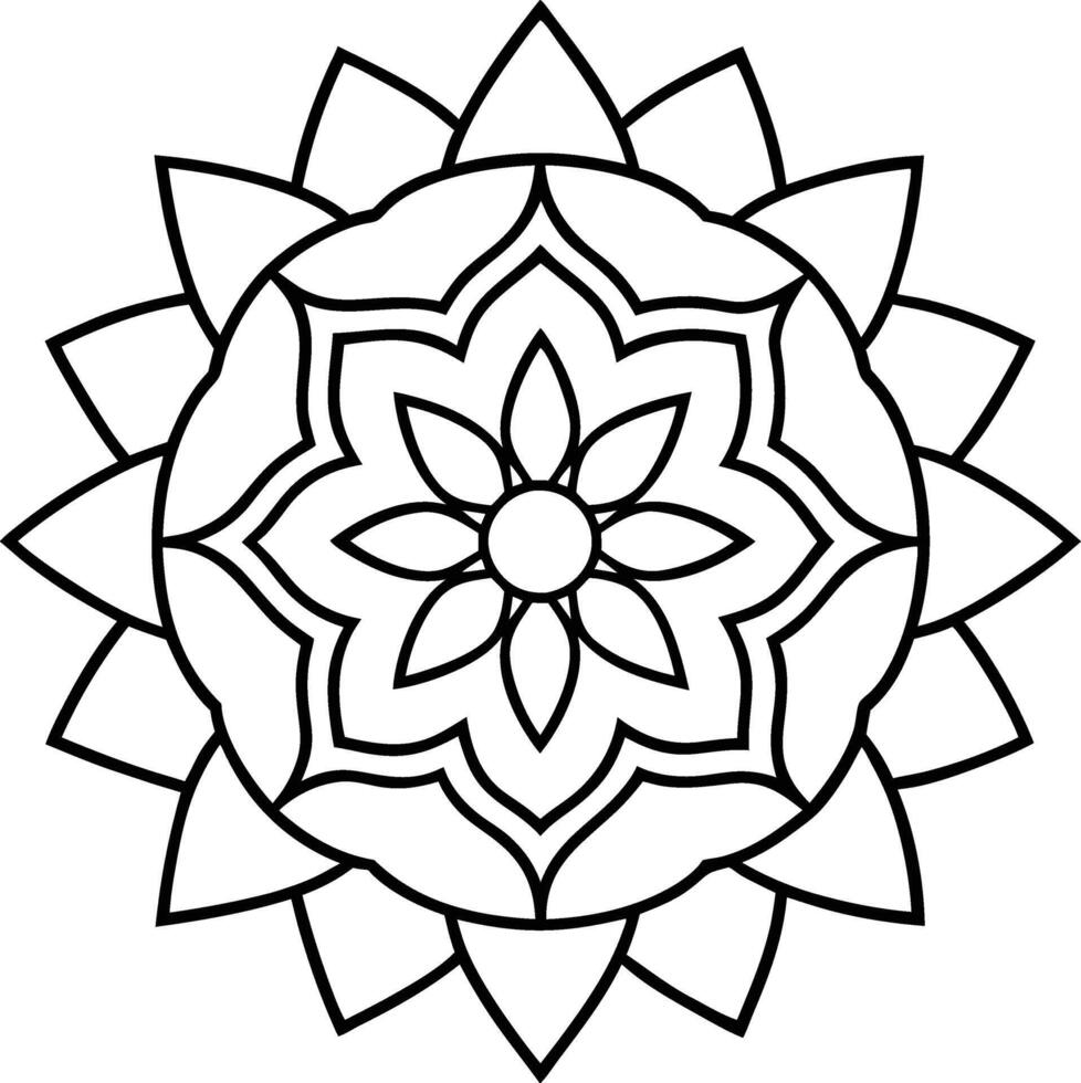 Graceful Flower Sketch for Coloring Therapy vector