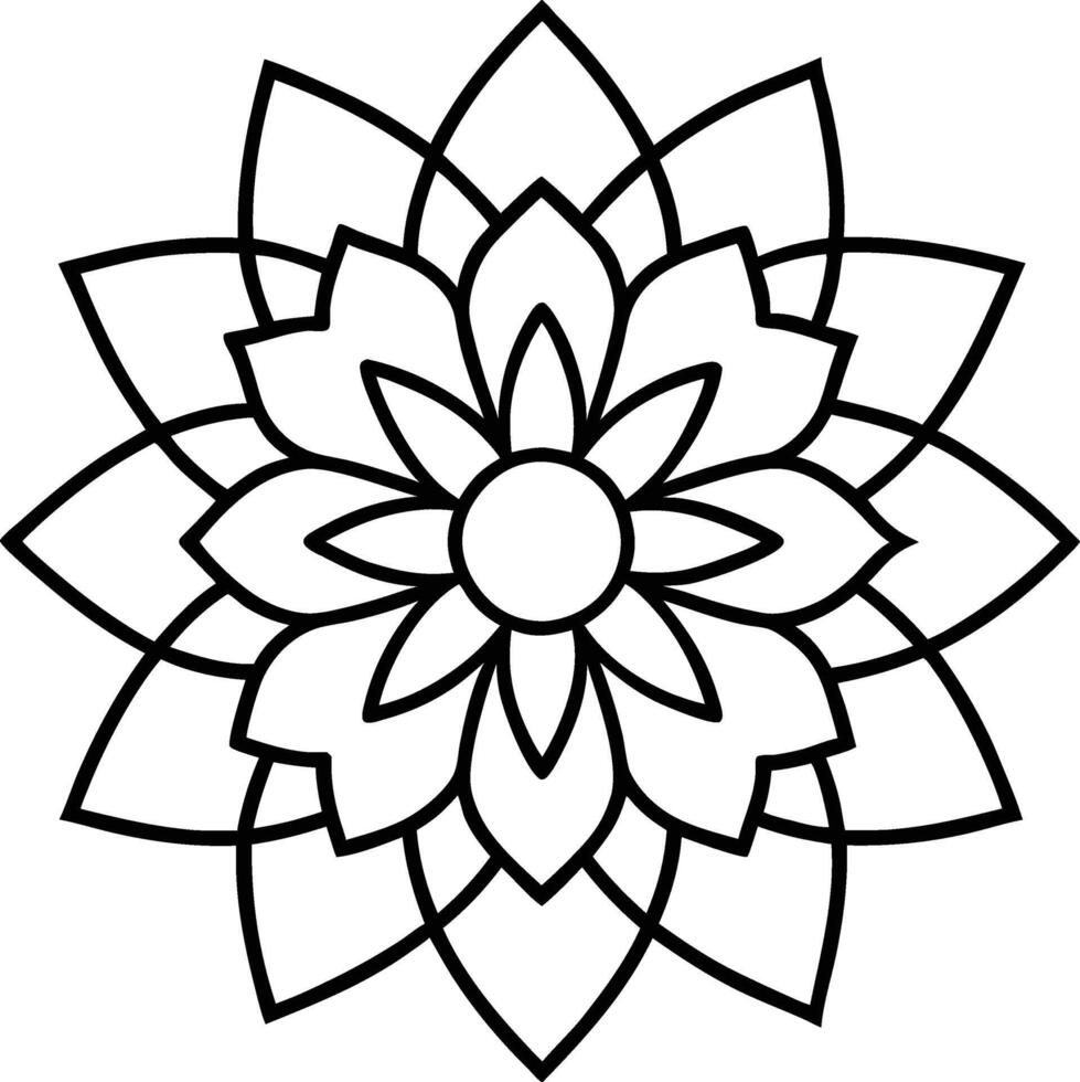 Dreamy Flower Line Drawing Coloring Sheet vector
