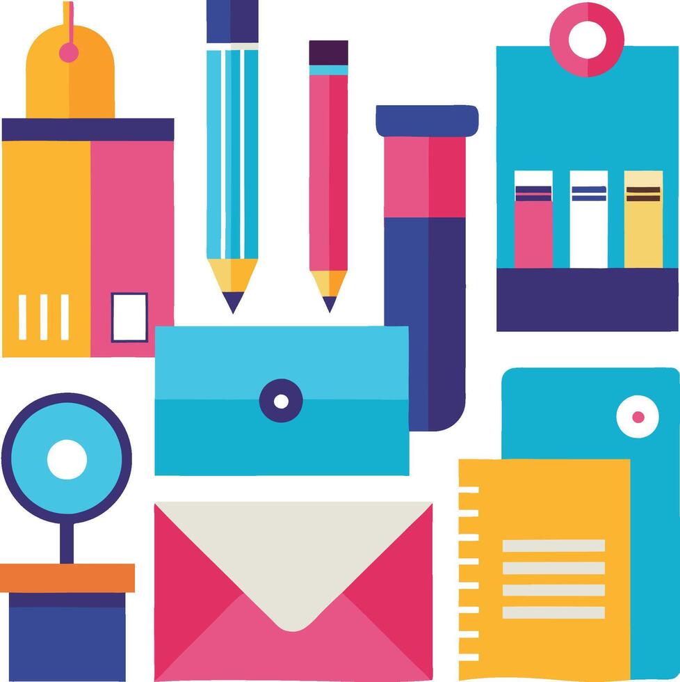Designer stationery sets illustration for kids vector