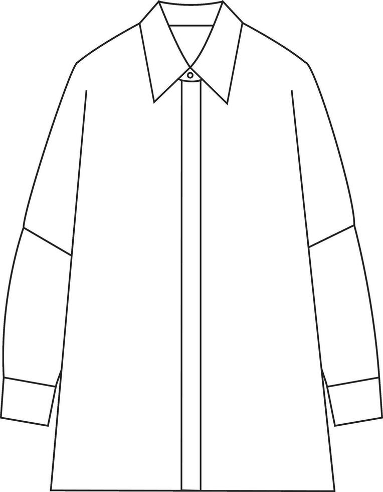 Technical Drawing of Long Sleeve low point shoulder vector