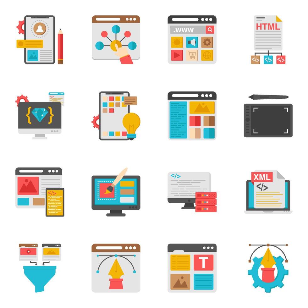Pack of Strategy Management Flat Icon vector