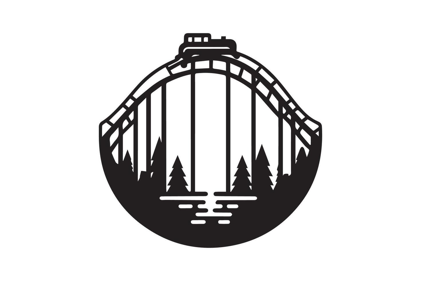 Rollercoaster silhouette isolated on white background. Park concept icon. vector