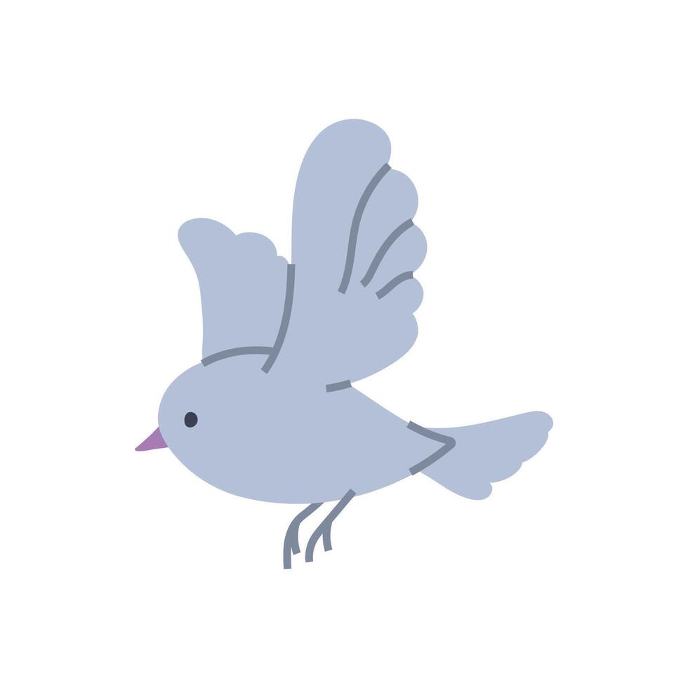 Cute bird in flight. Flat graphic element for spring and summer designs. vector