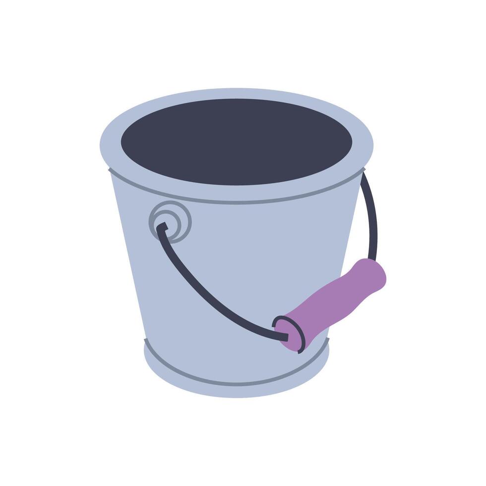 Metal bucket. Gardening equipment. Flat graphic element for spring and summer designs. vector