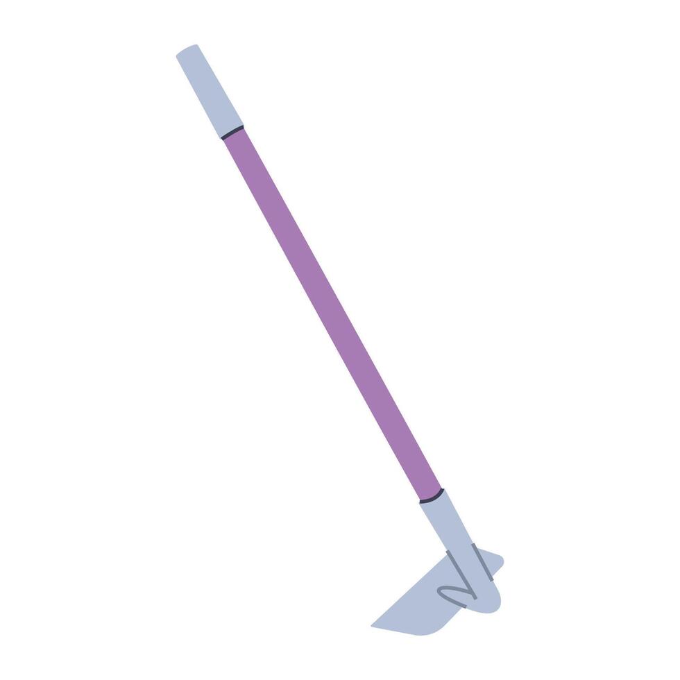 Long handle garden hoe. Gardening tool. Flat graphic element for spring and summer designs. vector