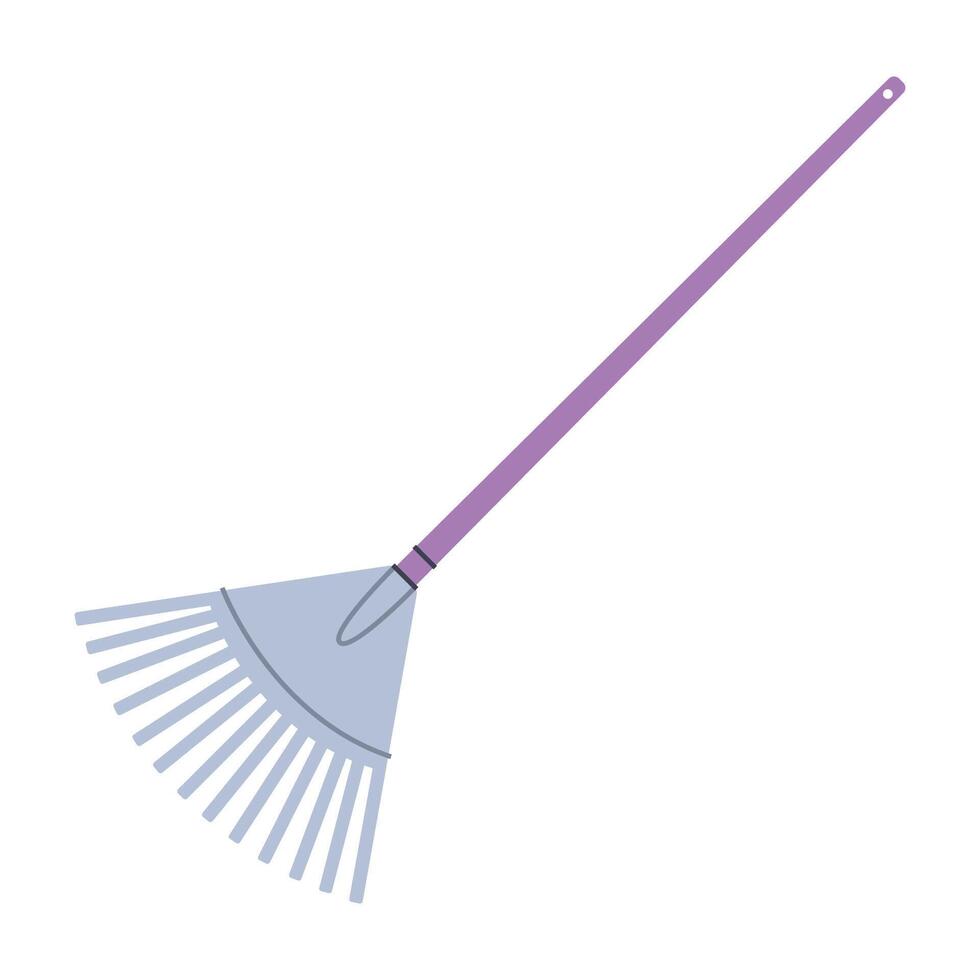 Garden leaf rake. Gardening tool. Flat graphic element for spring and summer designs. vector