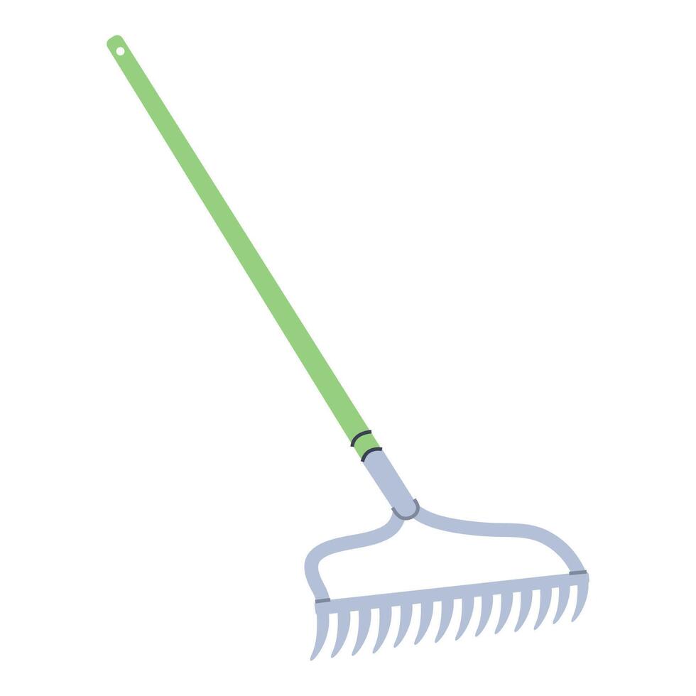 Garden rake. Gardening tool. Flat graphic element for spring and summer designs. vector