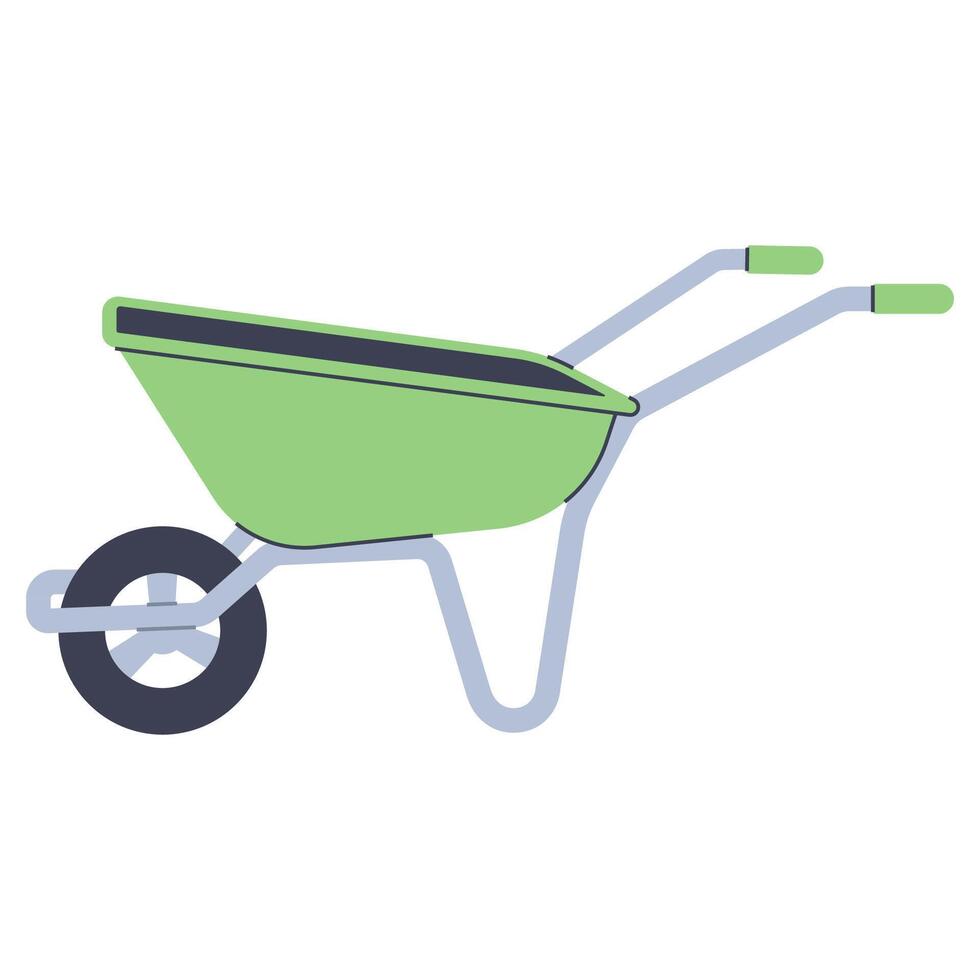 Garden wheelbarrow. Gardening equipment. Flat graphic element for spring and summer designs. vector