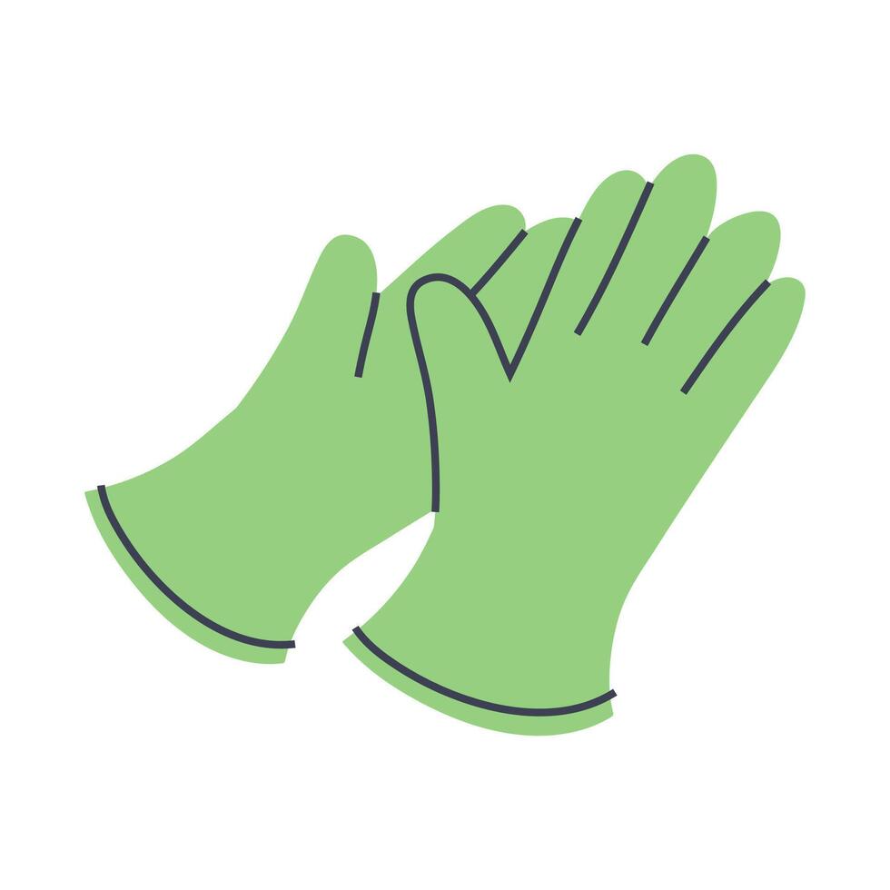 Rubber work gloves. Garden clothes. Flat graphic element for spring and summer designs. vector
