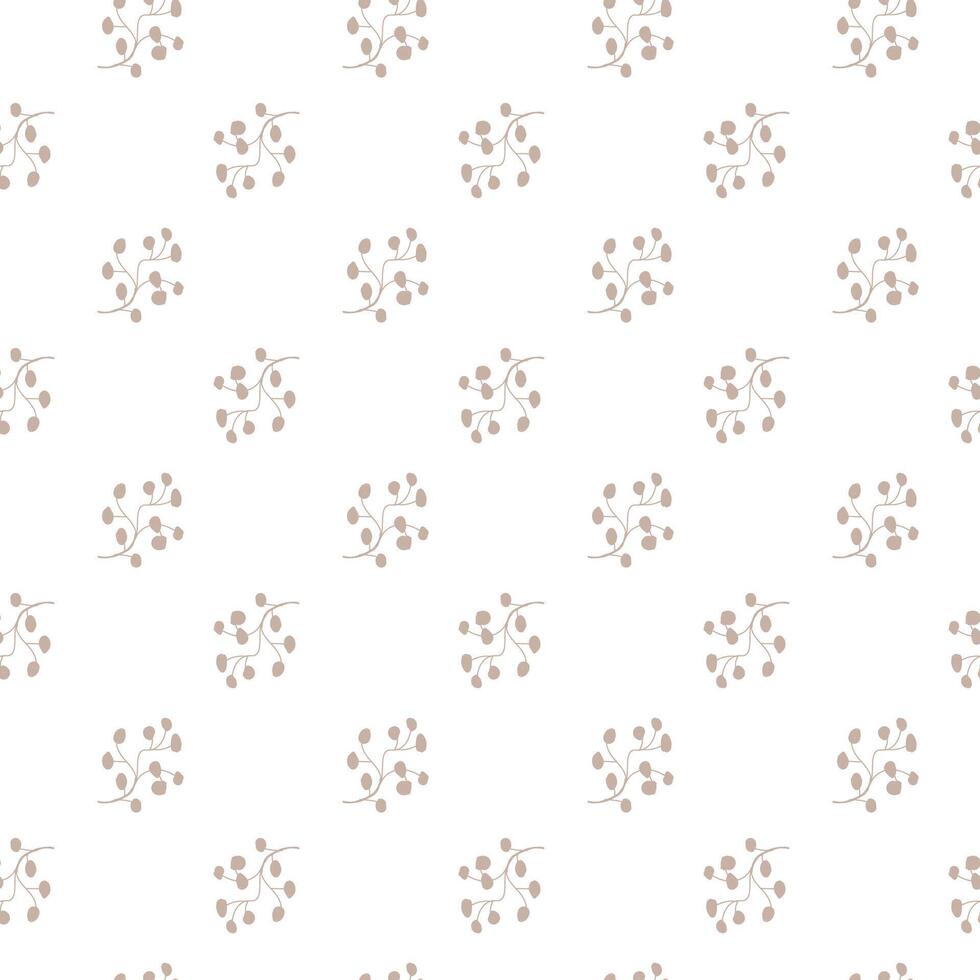 Elegant minimalist floral pattern in soft beige on white background. vector