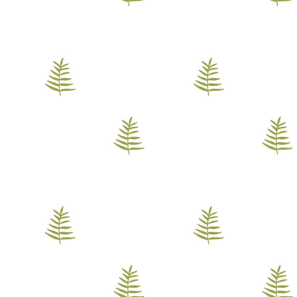 Minimalist green fern leaf pattern on white background. vector