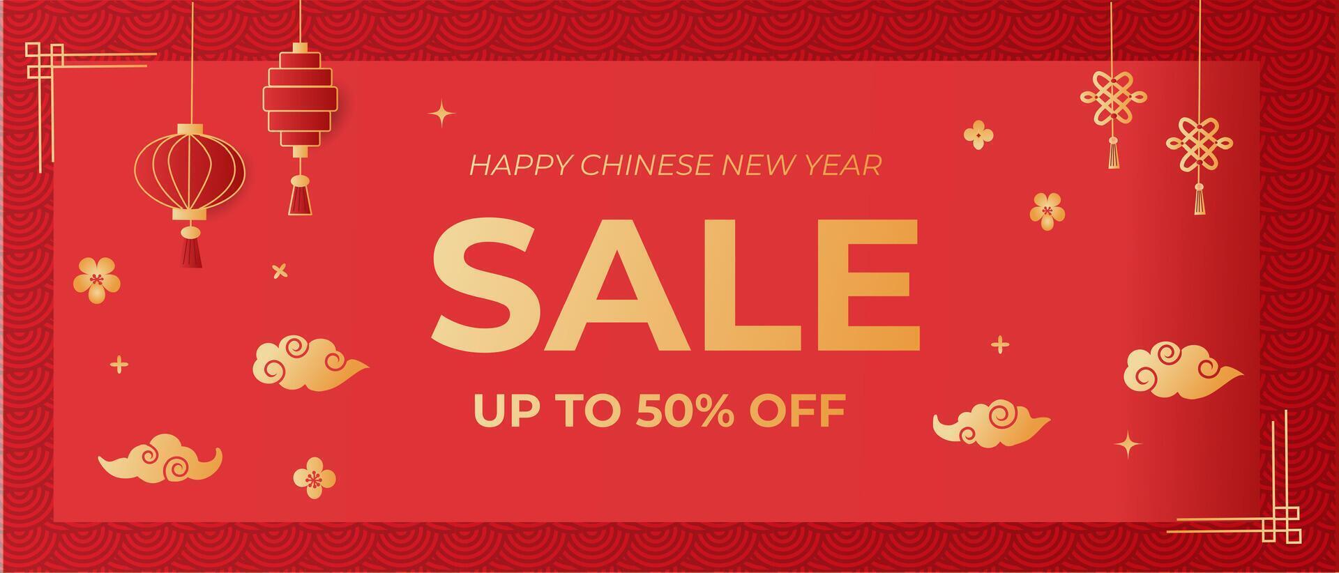 Chinese Lunar New Year celebration design with discount vector