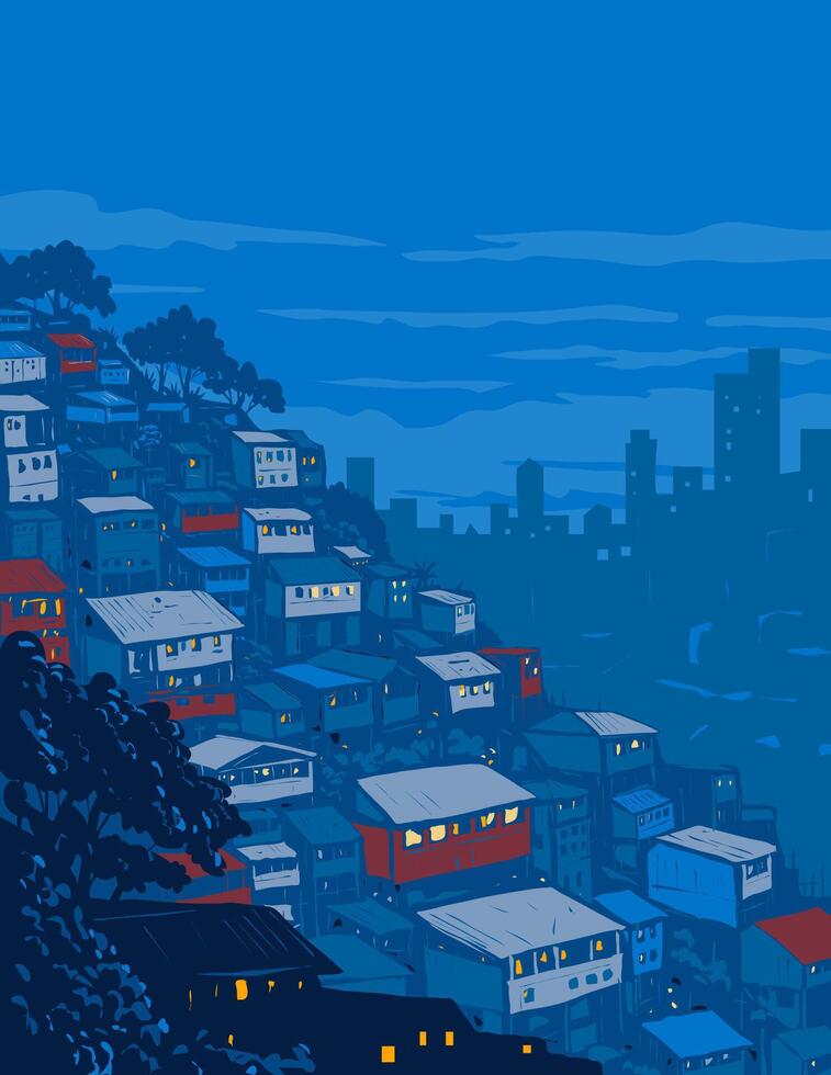 Favela in Rio De Janeiro Brazil WPA Poster Art vector