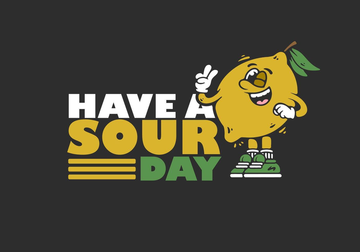 Have a sour day. The Mascot character of lemon fruit in flat art style design vector