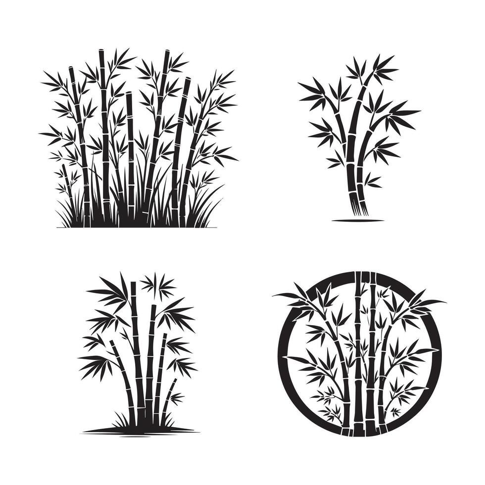 Elegant Bamboo Silhouettes Clean and Minimal vector