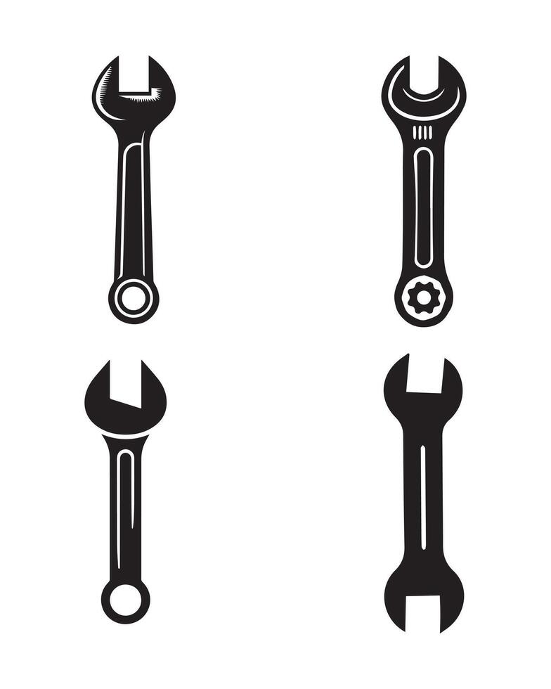 Simple Black Wrench Illustrations vector