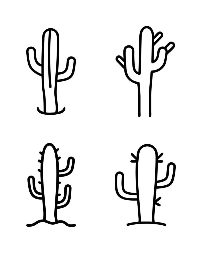 High-Quality Desert Cactus Silhouettes Design vector