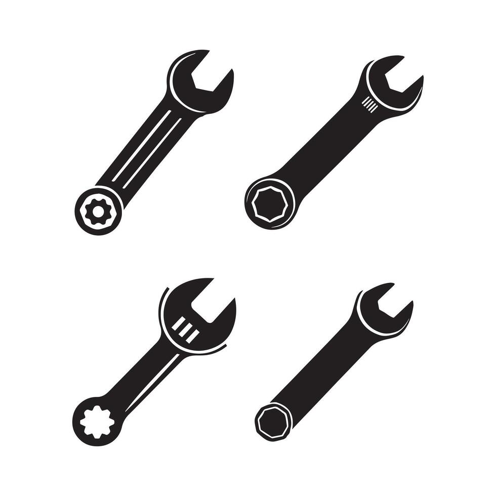 Clean and Minimalist Wrench Silhouettes vector