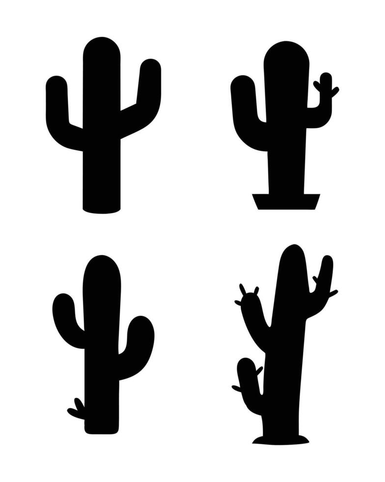 Minimalist Black Desert Cactus Silhouettes vector
