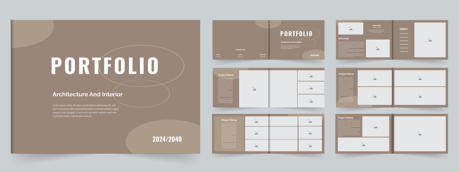 Landscape Portfolio layout Architecture portfolio design template vector