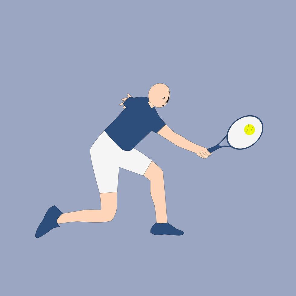man learning to play tennis vector
