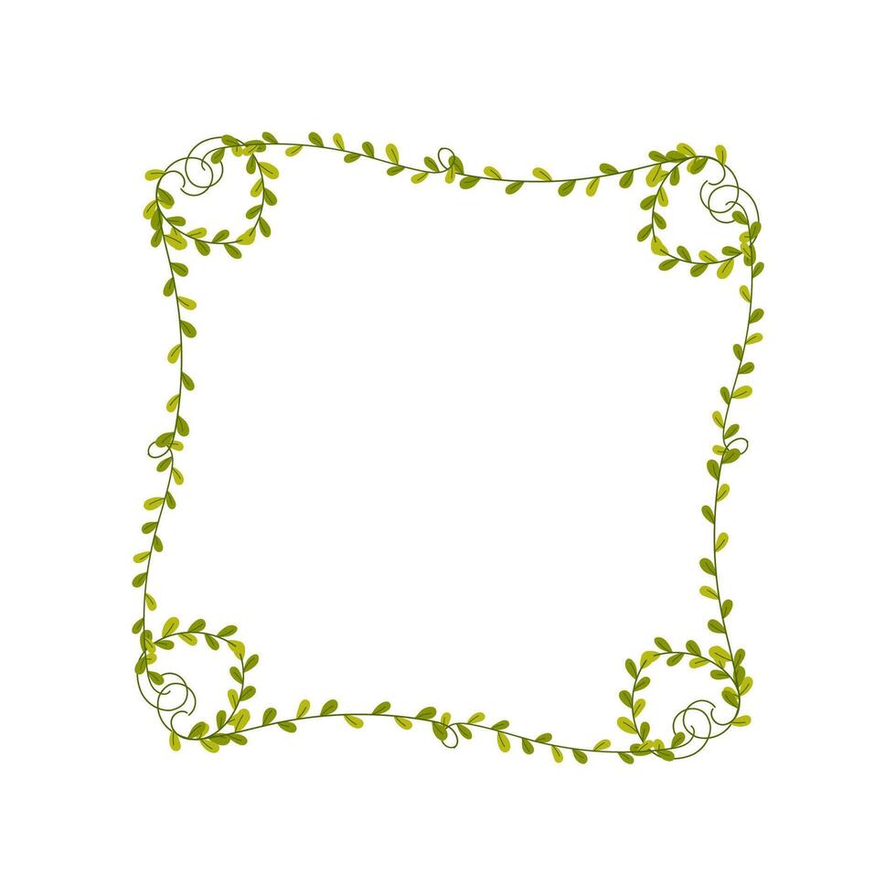 Elegant green leaf frame design suitable for invitations or stationery in a minimalist style vector