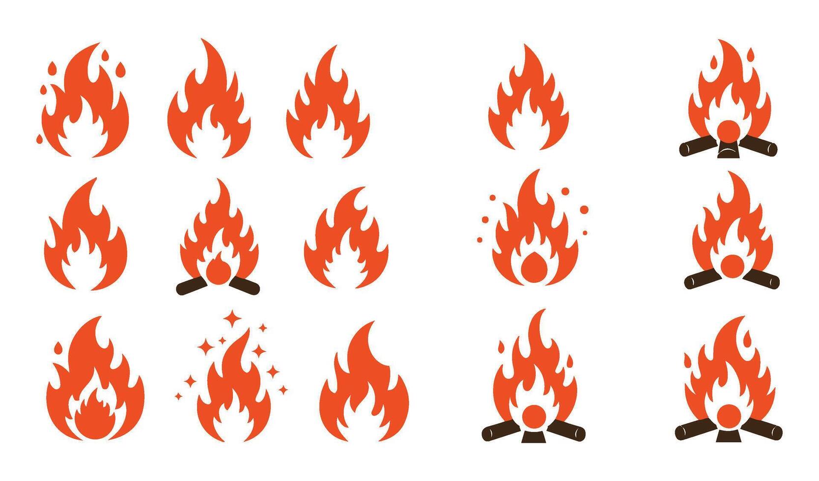 Bonfire and Flame Fire Vectors Graphics in Multiple Sizes