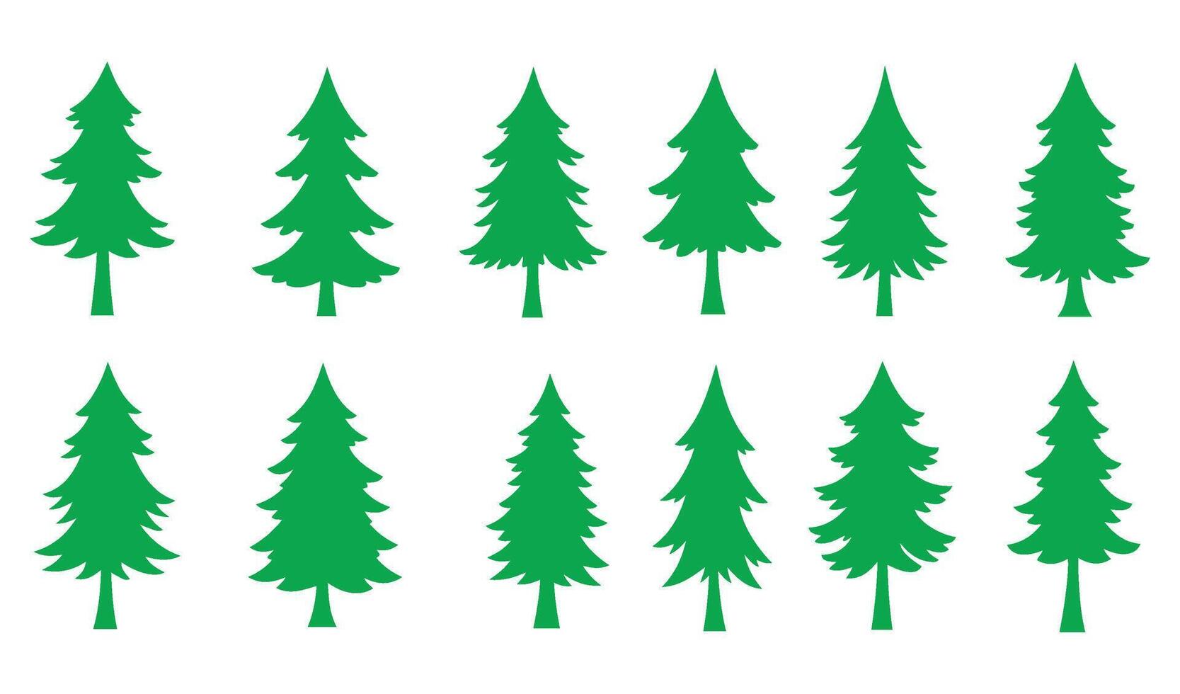 Unique Pine Green Tree Set Featuring Natural Illustrations vector