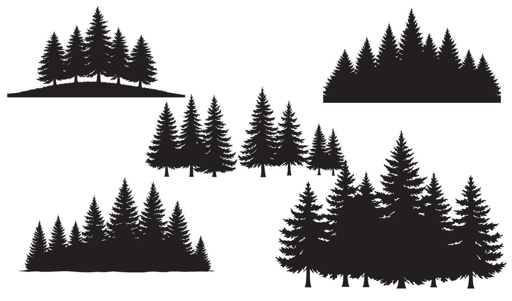 Pine Green Tree Vectors Set Perfect for Forest and Outdoor Themes