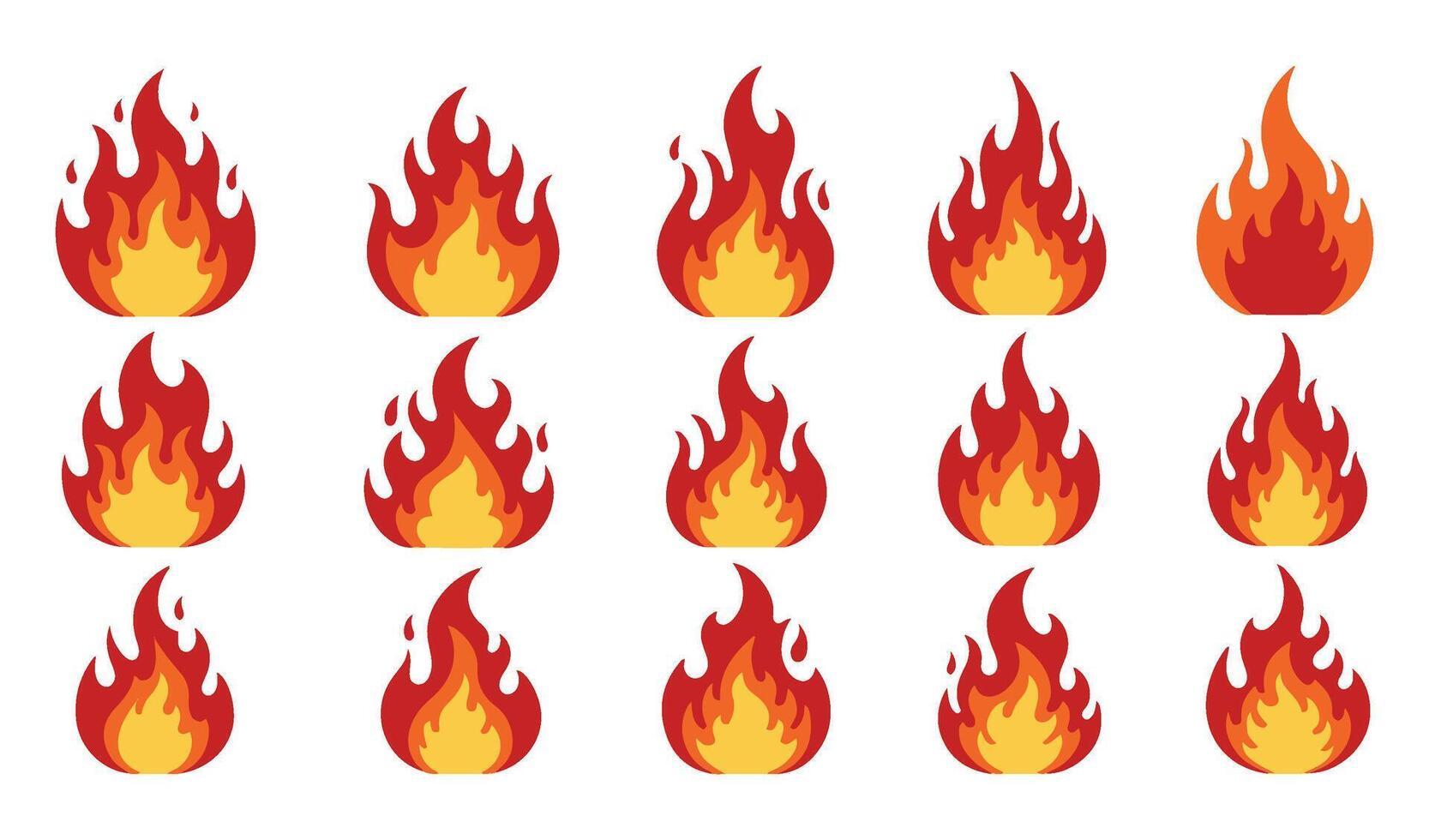Stylish Campfire and Flame Fire Icon Set for Designers vector