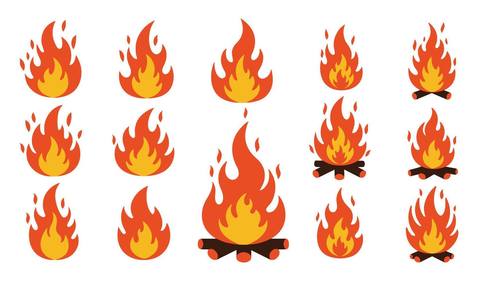 Versatile Flame Fire Icon Set for Bonfire-Inspired Artwork vector
