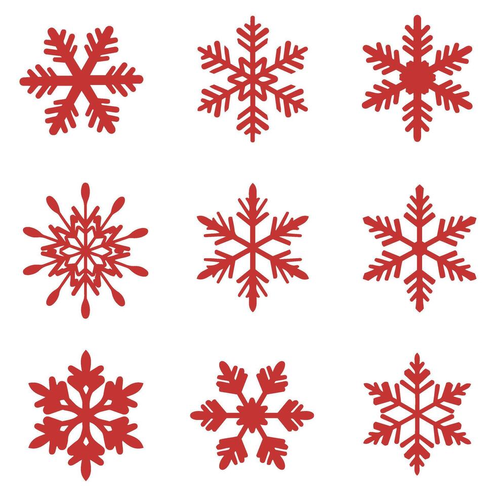 Decorative Flower Snowflake Ornament Set for Holidays vector