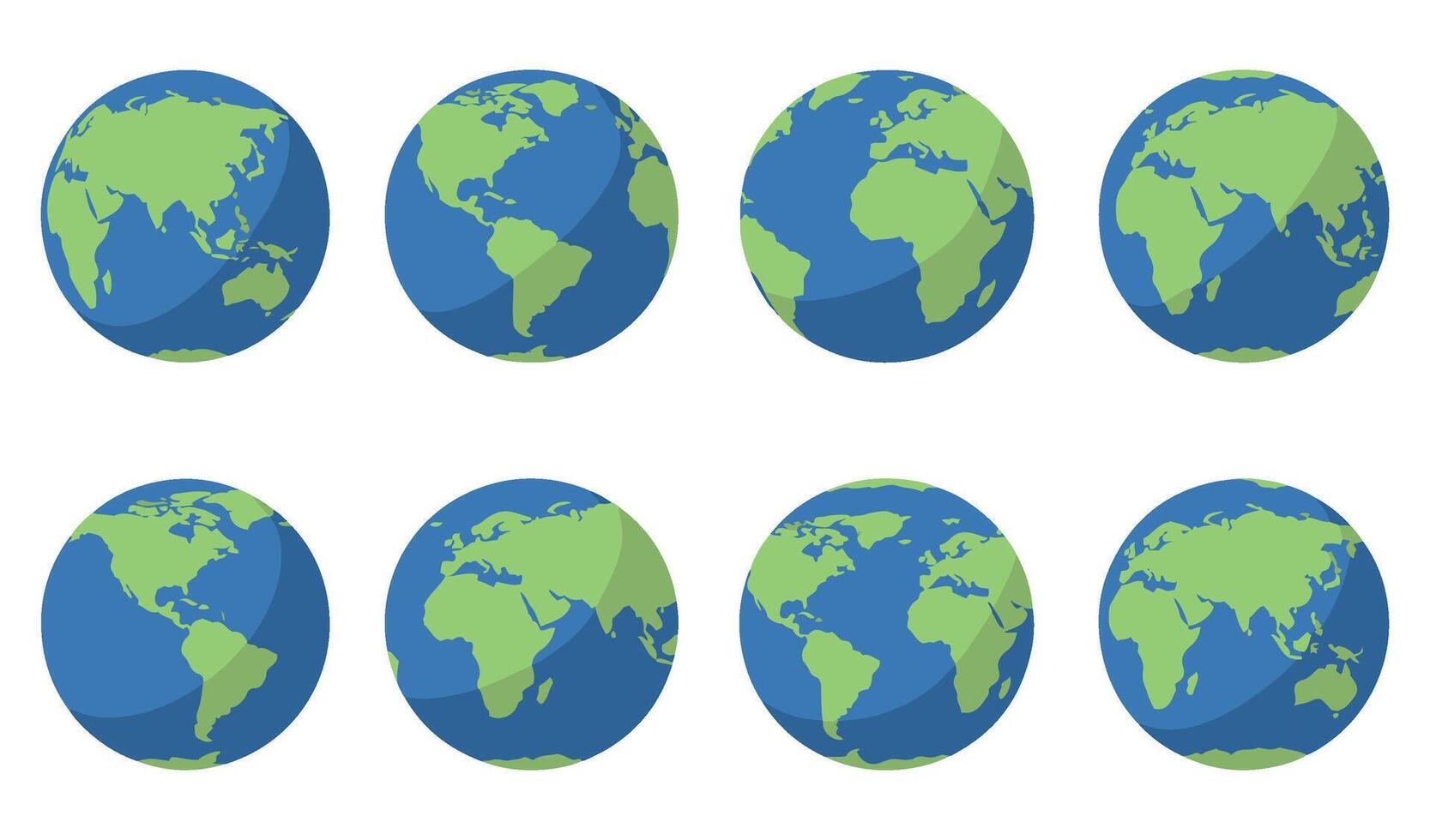 Earth Globe Icon Set Featuring Rotating Globe Illustrations vector