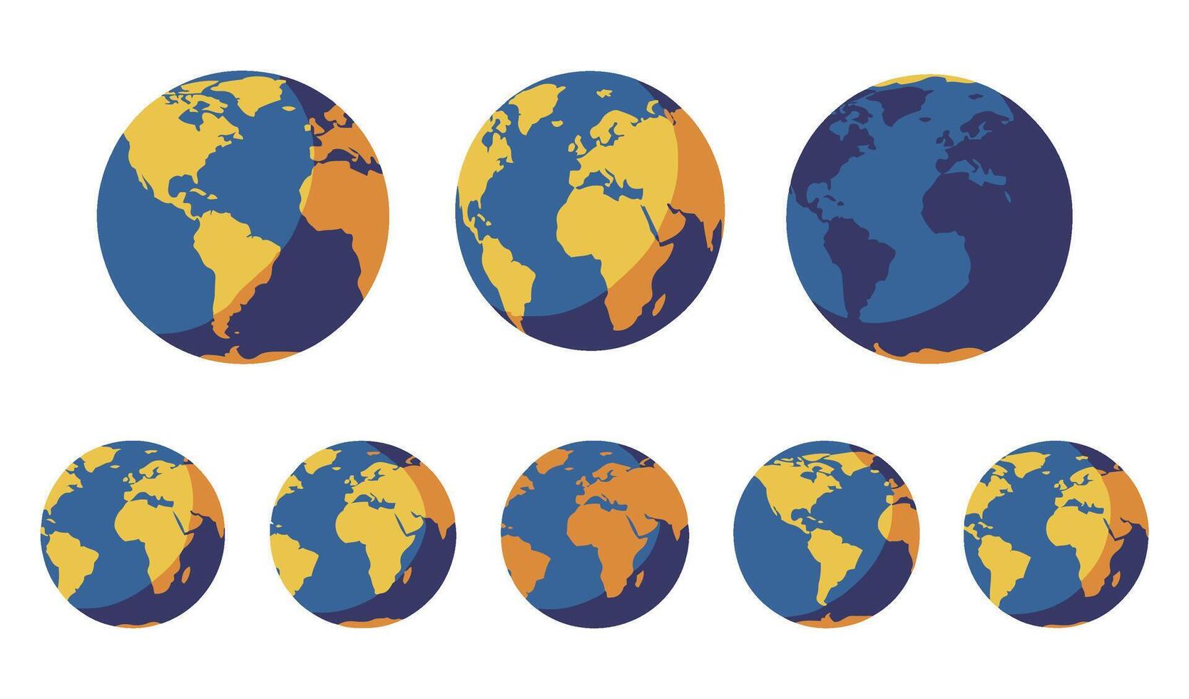 Flat Rotating Earth Globe Icons for Educational Themes vector
