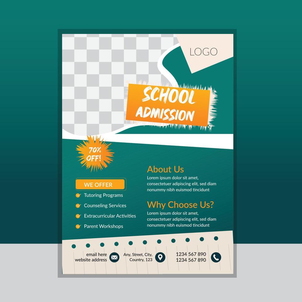 School admission flyer design template vector