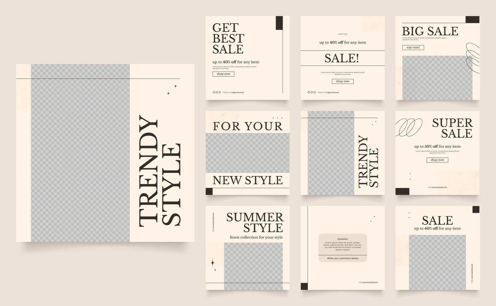 social media template banner fashion sale promotion. editable square post frame trendy sale poster. brown beige watercolor background vector