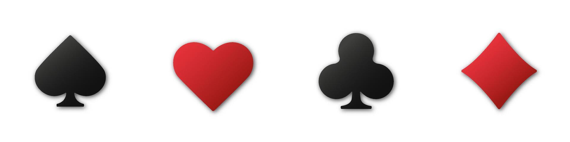 Set of poker and casino tokens featuring card suits and chips. Includes hearts, clubs, diamonds and spades vector
