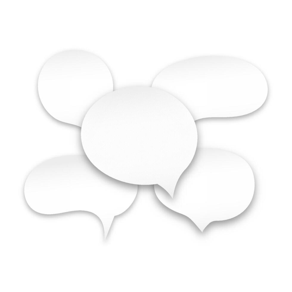 The concept of communication between people in society. White speech bubbles with shadow on a white isolated background. Illustration. vector