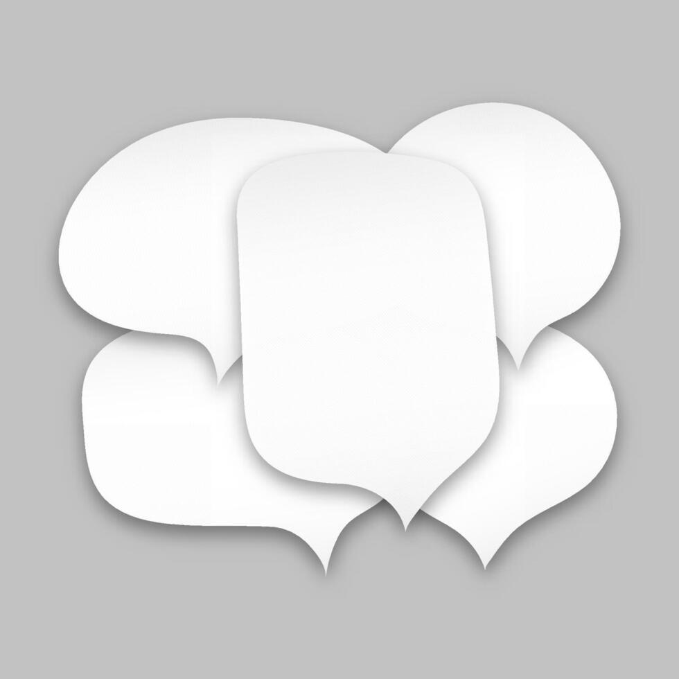 Set of speak bubble text, chatting box, message box outline cartoon. Balloon doodle style of thinking sign symbol. Art Illustration on gray background. vector