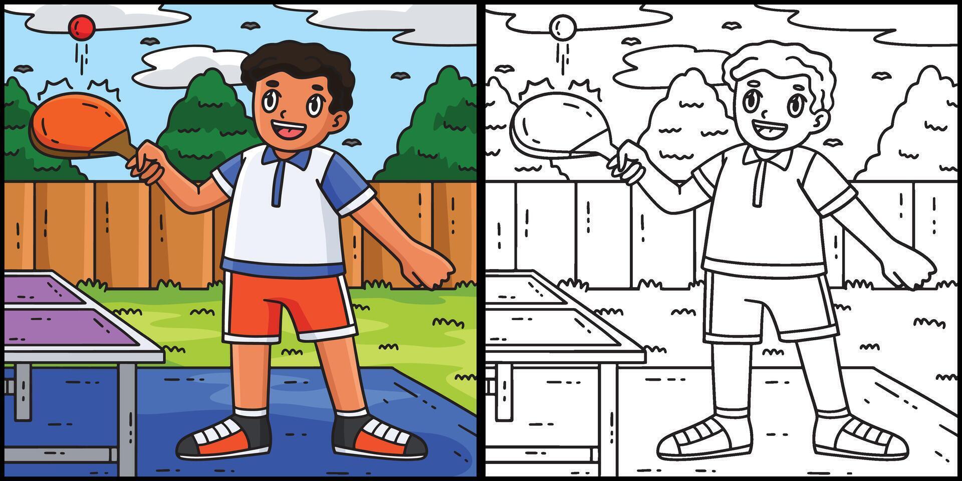 Table Tennis Player Practicing Illustration vector