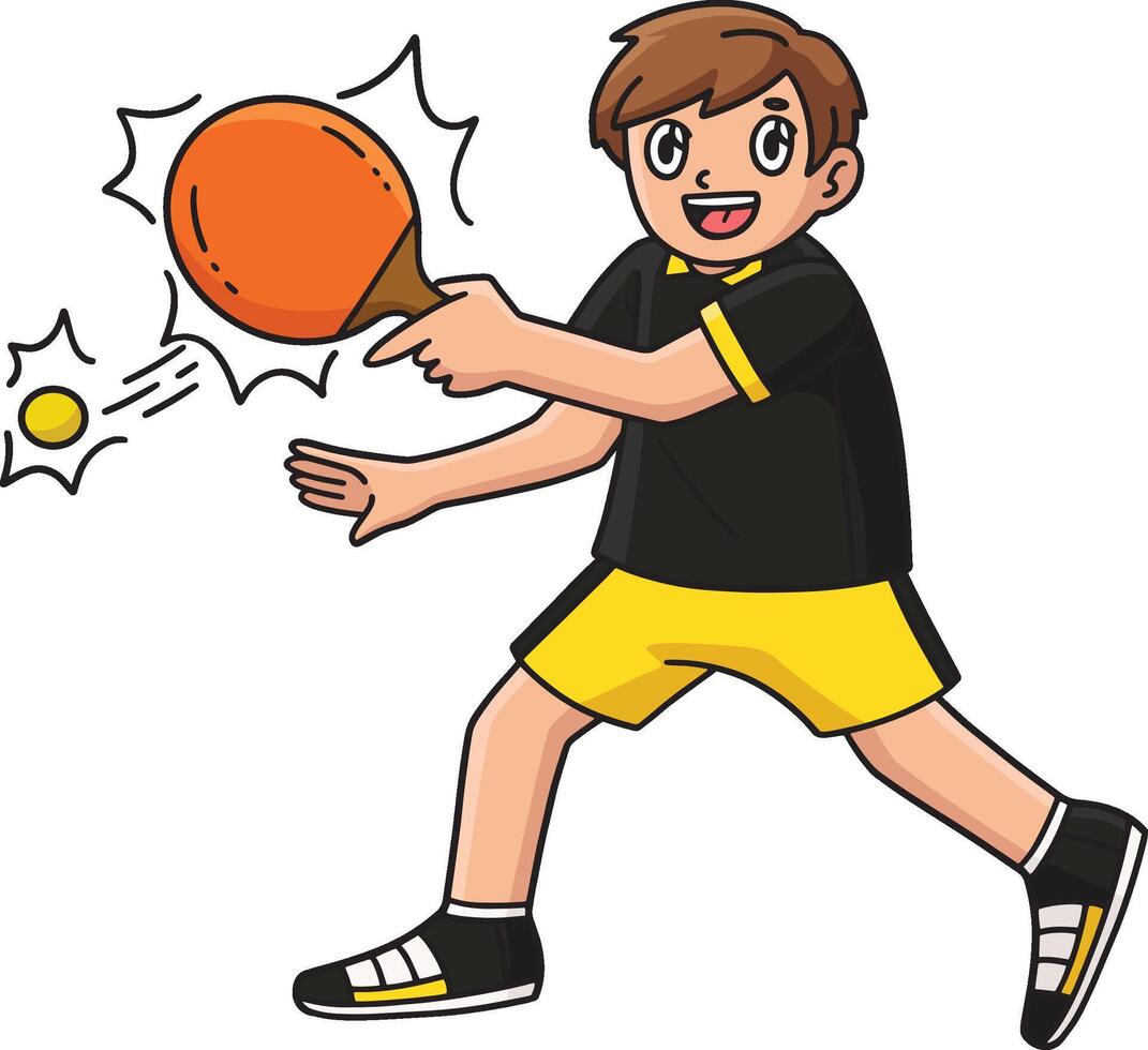 Table Tennis Player Smashing the Ball Clipart vector